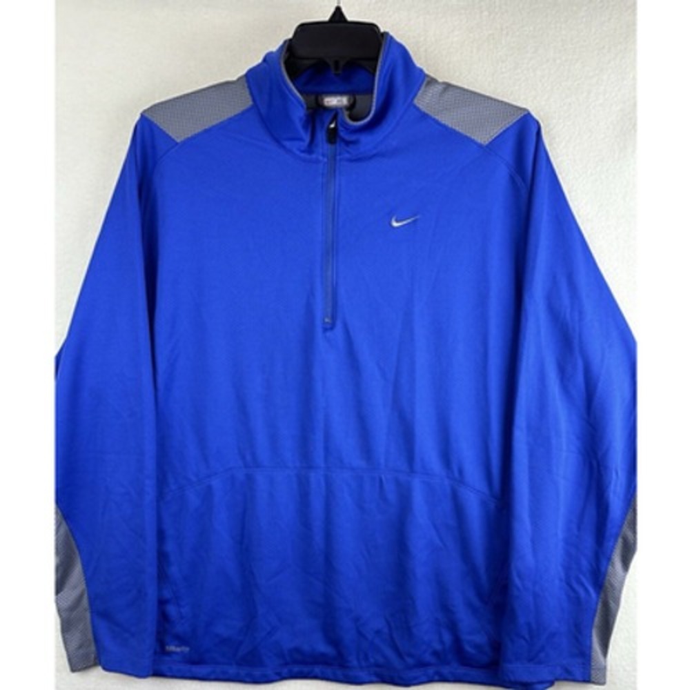Nike Mens XL Blue Gray 1/4 Zip Pullover Fit Dry Activewear Long Sleeve Shirt
